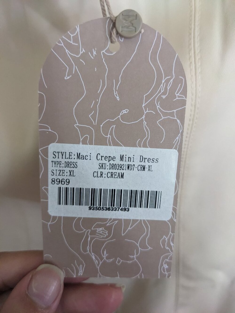 Meshki Cream Crepe Mini Dress size XL NWT engagement / bridal vibes - Picture 4 of 5